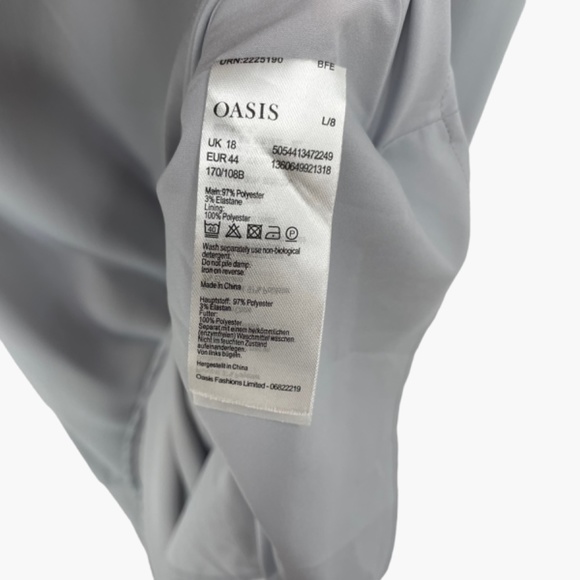 OASIS Silver Gray Cold Shoulder Slip Maxi Tiered Dress - Picture 7 of 7